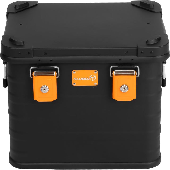 ALUBOX Alukiste abschliessbar E31B - Premium Aluminium Lagerbox 31 Liter - Deckel mit Aluminium Druc