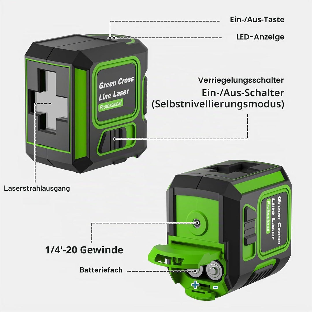 Kreuzlinienlaser mit Stativ, 360 Grad Laser Level, Laser Wasserwaage, Helligkeit einstellbar/IP54 Wa