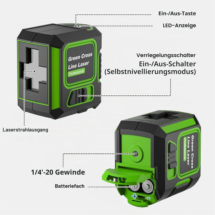 Kreuzlinienlaser mit Stativ, 360 Grad Laser Level, Laser Wasserwaage, Helligkeit einstellbar/IP54 Wa
