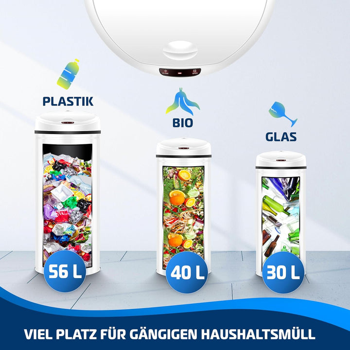 KESSER® Sensor Mülleimer ✓ Automatik ✓ Abfalleimer ✓ Abfall | Edelstahl | Farbe: WEIss | Grösse: 30