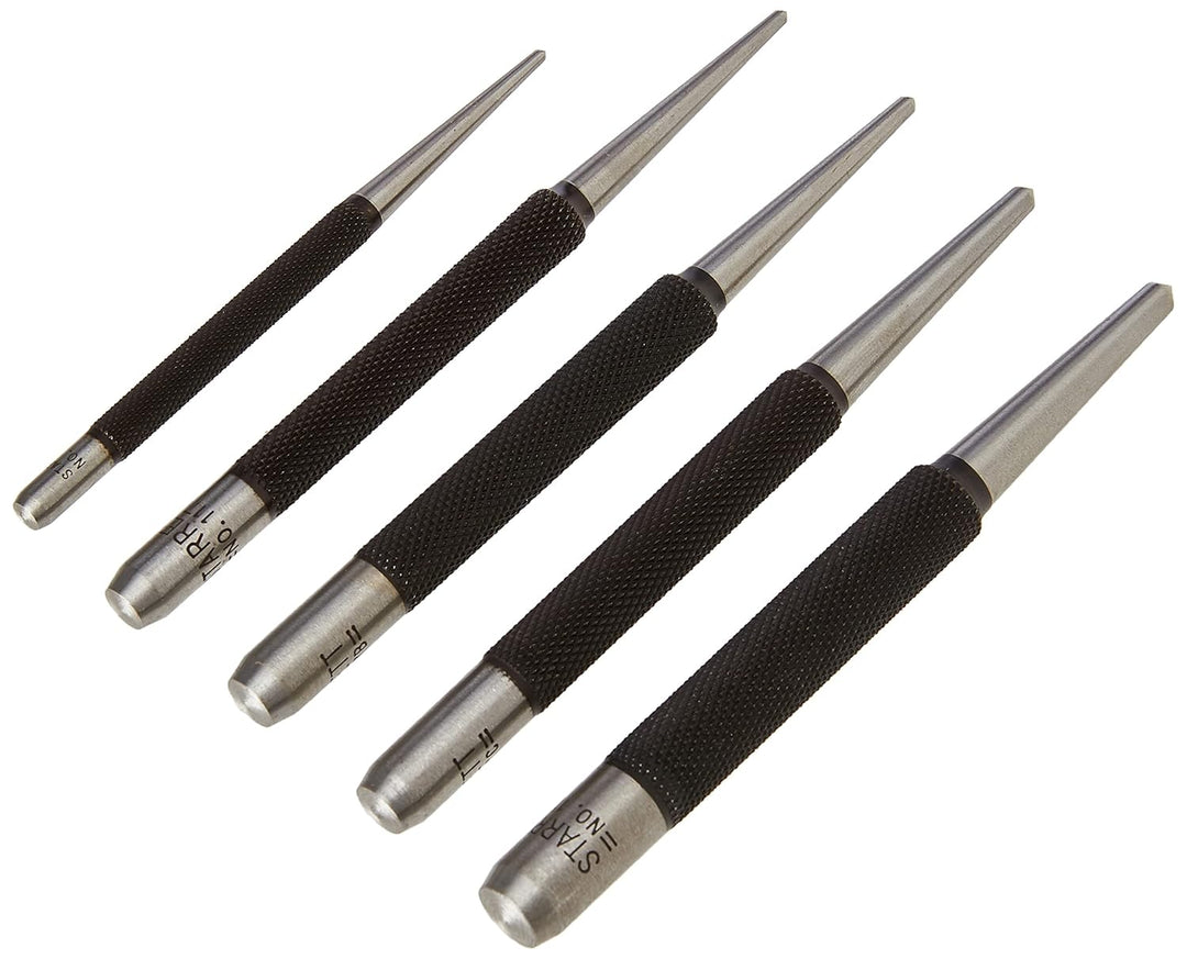 Starrett S117PC Körner Set, 1/16", 5/64", 3/32", 1/8", 5/32" Durchmesser, im Kunststoffkoffer