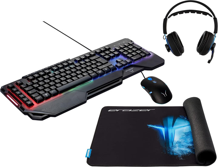 MEDION ERAZER P81016 Gaming Bundle (4 in 1 Gaming Paket, Gaming Tastatur, Gaming Maus, Gaming Headse