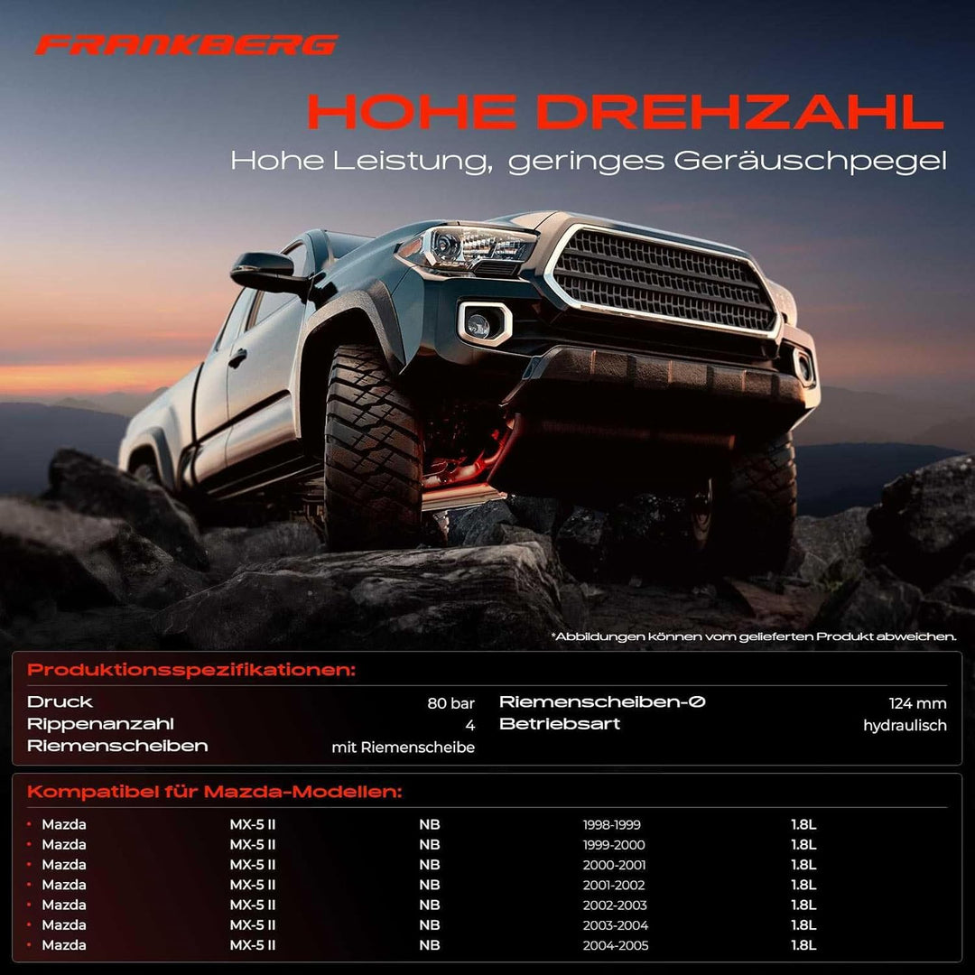Frankberg Servopumpe Hydraulikpumpe Lenkung Kompatibel mit MX-5 II NB 1.8L Benzin 1998-2005 Replace#