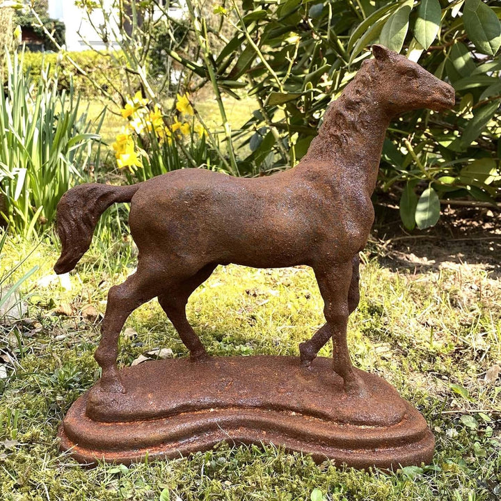 Skulptur Pferd Statue Figur Eisen Rost Garten Dekoration 31cm Antik-Stil