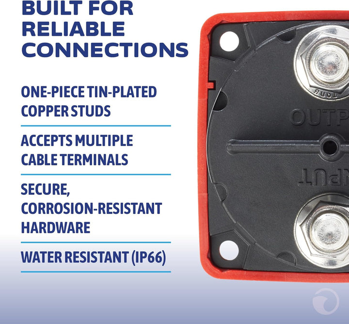 Blue Sea Systems Batterieschalter m-Serie, 300 A, Ein-/Ausschalter mit Verriegelungsschlüssel Rot/Au