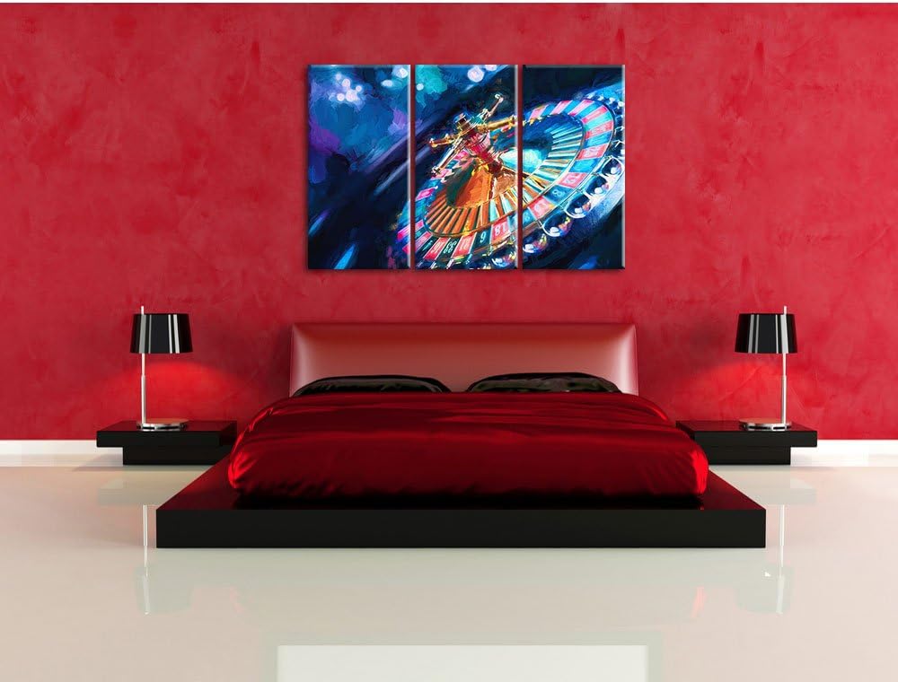 Pixxprint Roulettetisch Kunst Pinsel Effekt 3-Teiler Leinwandbild 120x80 Bild auf Leinwand
