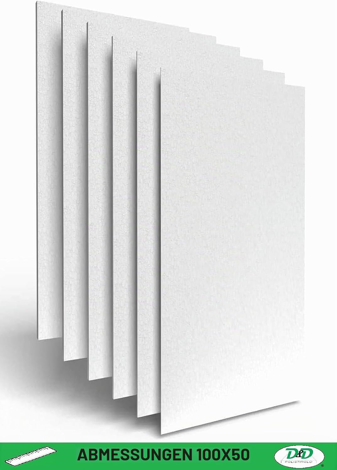 D. &amp; D. Polistirolo® (2 Platten H 5 cm) 100 cm x 50 cm, Mehrzweck Styropor-Platten, EPS 80, 2 Platte