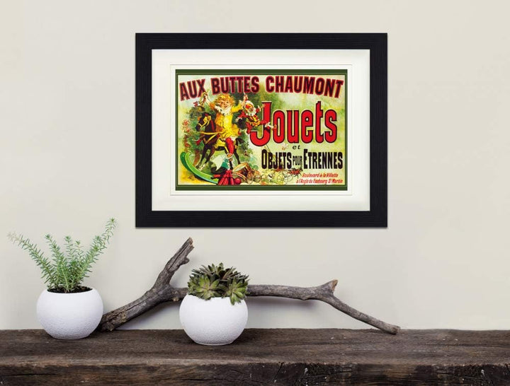 1art1 Vintage Poster Aux Buttes Chaumont, Jouets Et Objets Pour Étrennes, Jules Cheret, 1885 Gerahmt