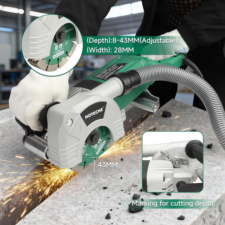 Hoteche 156mm 2400W Schlitzfräse - 8000RPM, Grün, Farbige Verpackung + Kunststoffkasten