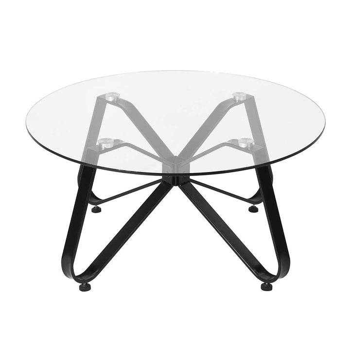Runder Couchtisch aus gehärtetem Glas, nordischer minimalistischer Sofatisch moderner Beistelltisch