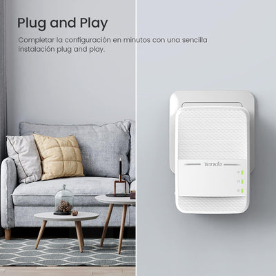 Tenda PH10 Powerline Adapter Kit AV1000 + AC750 WLAN Gigabit Steckdose (1000 Mbit/s LAN+ 750 Mbit/s