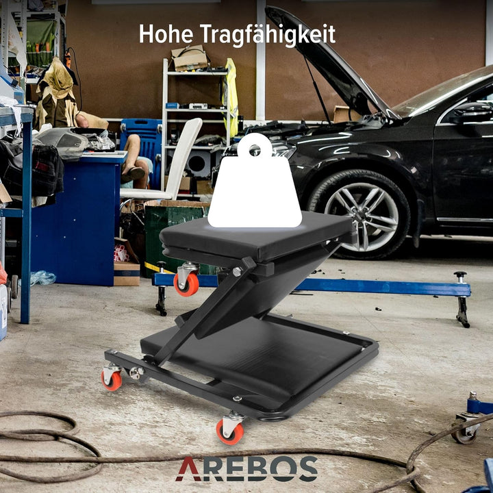 Arebos 2-in-1 Montagerollbrett | 150 kg belastbar | 6 bewegliche Rollen | 360° drehbar | Werkstatt-L