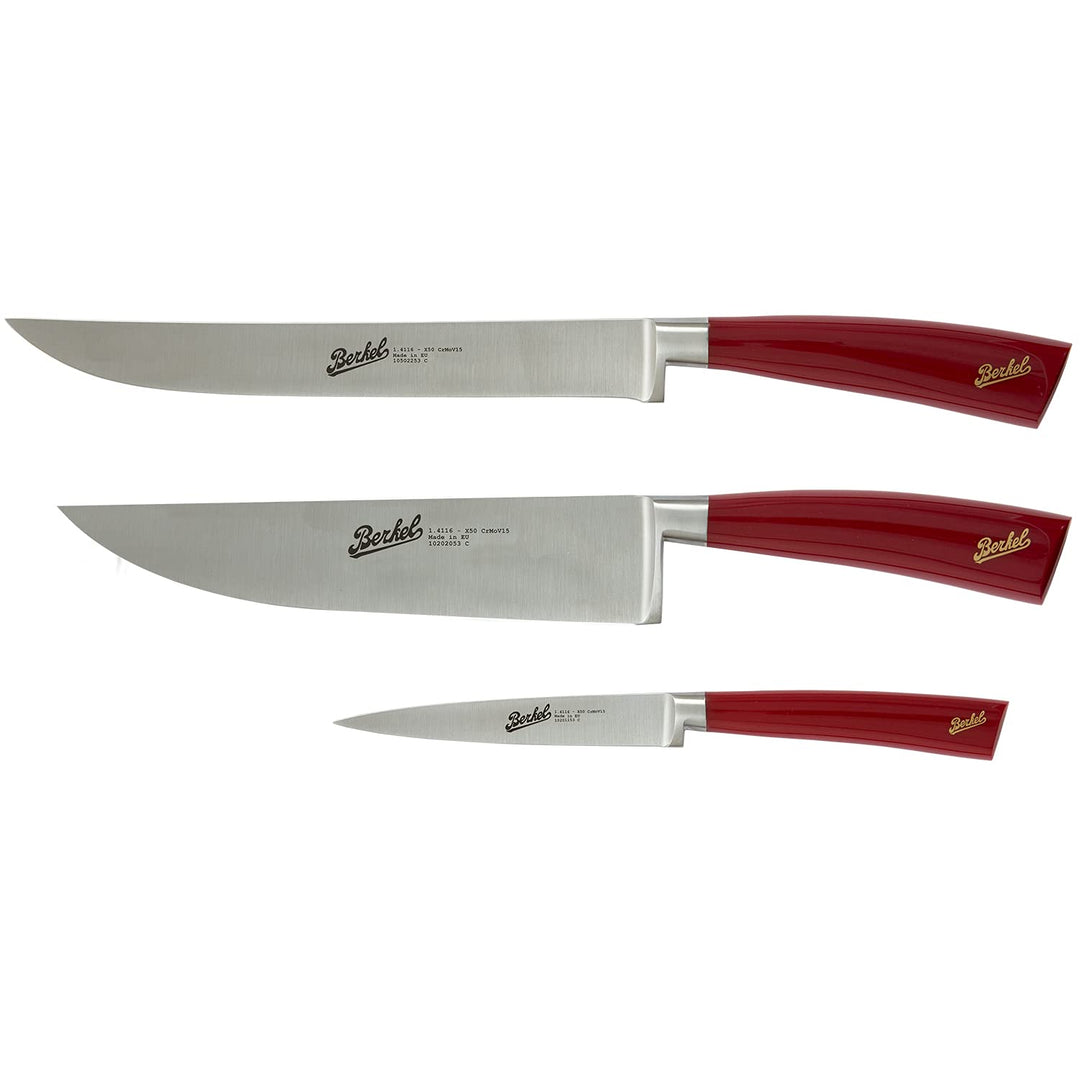 Elegance Rot Set mit 3 Chef-Messern