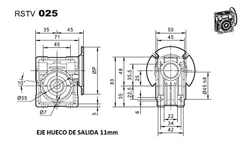 Getriebemotor Einphasiger, 220 V, 0,17 PS, 0,12 kW, mittlerer Start (276 U/min) 276 RPM DE SALIDA, 2