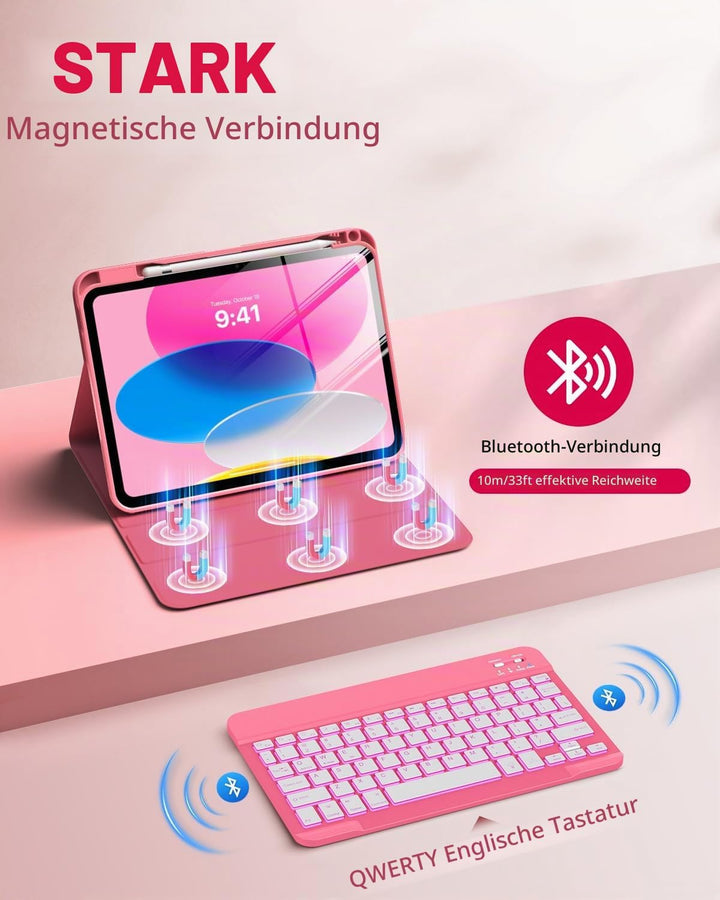MoKo Tastatur Hülle für iPad 10th Generation 2022, iPad 10,9 Zoll, Multi-Winkel Magnetische Tablet H