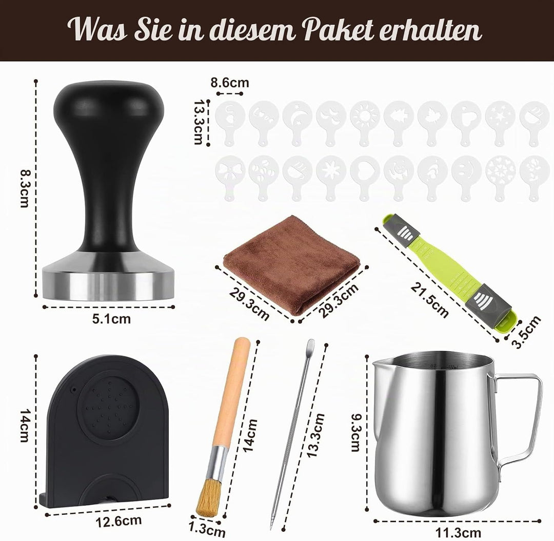 51mm Kaffee Tamper Set,27pcs Espresso Tamper Set,Kaffee-Tamper aus Edelstahl Enthält Espresso Kaffee