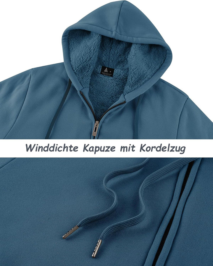 SwissWell Hoodies Herren Gefütterte Sweatjacke mit Kapuze Winter Jacke Reissverschluss Warmer Fleece