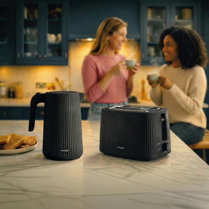 Seeger Toaster, 2 scheiben, 7 bräuningsstufen, Liftfunktion, Herausnehmbare Krümelschublade, Schwarz