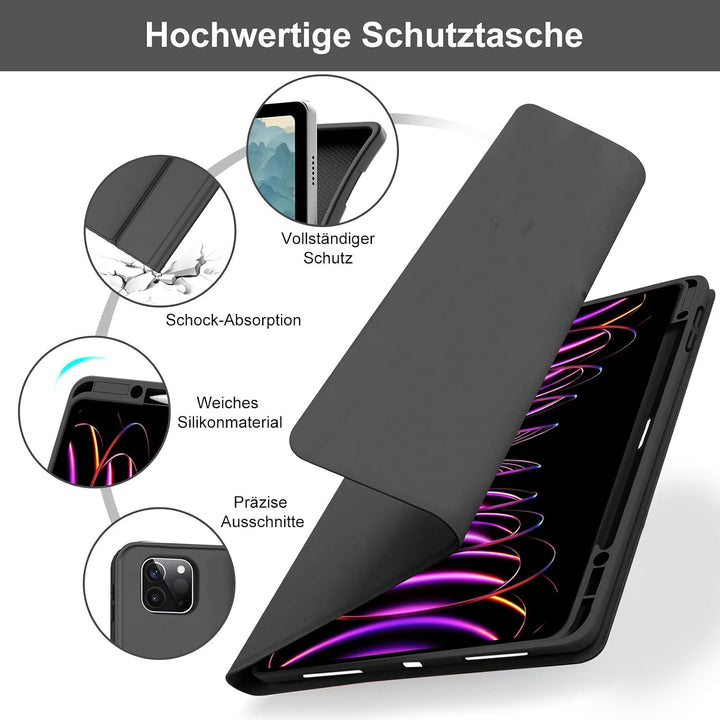 IVEOPPE Hülle mit Tastatur für iPad Pro 12,9 Zoll 6./5./4./3. Generation, Deutsches QWERTZ Layout, M
