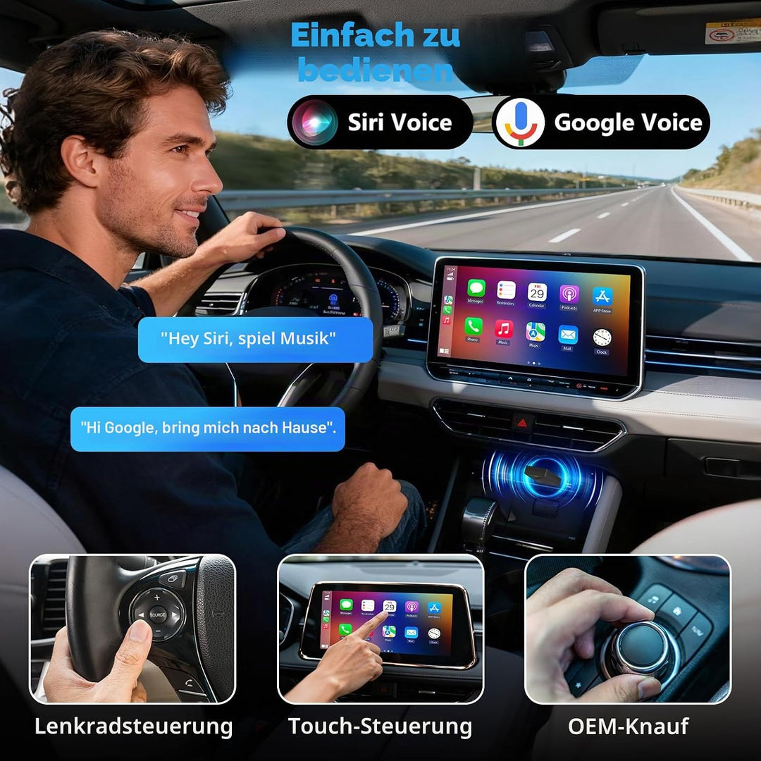 2-in-1 Wireless CarPlay & Android Auto Adapter, 5.8GHz Hochgeschwindigkeit & Stabilität, Plug & Play