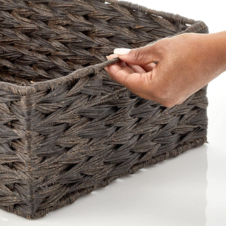 mDesign Woven Farmhouse Kitchen Pantry Food Storage Organizer Basket Box - Container Organization fo