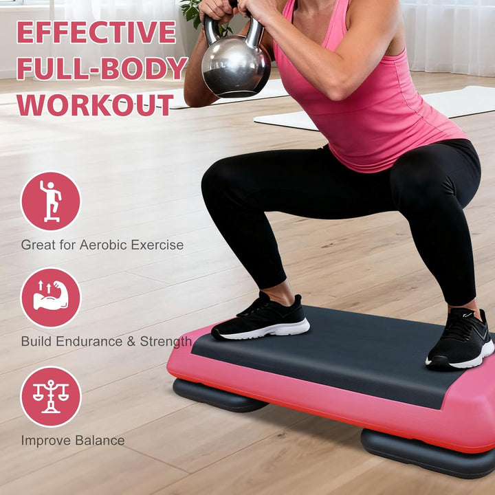Aerobic Stepper für Fitness und Training, 76x35cm Steppbrett Höhenverstellbar, Step-Plattform-Traine