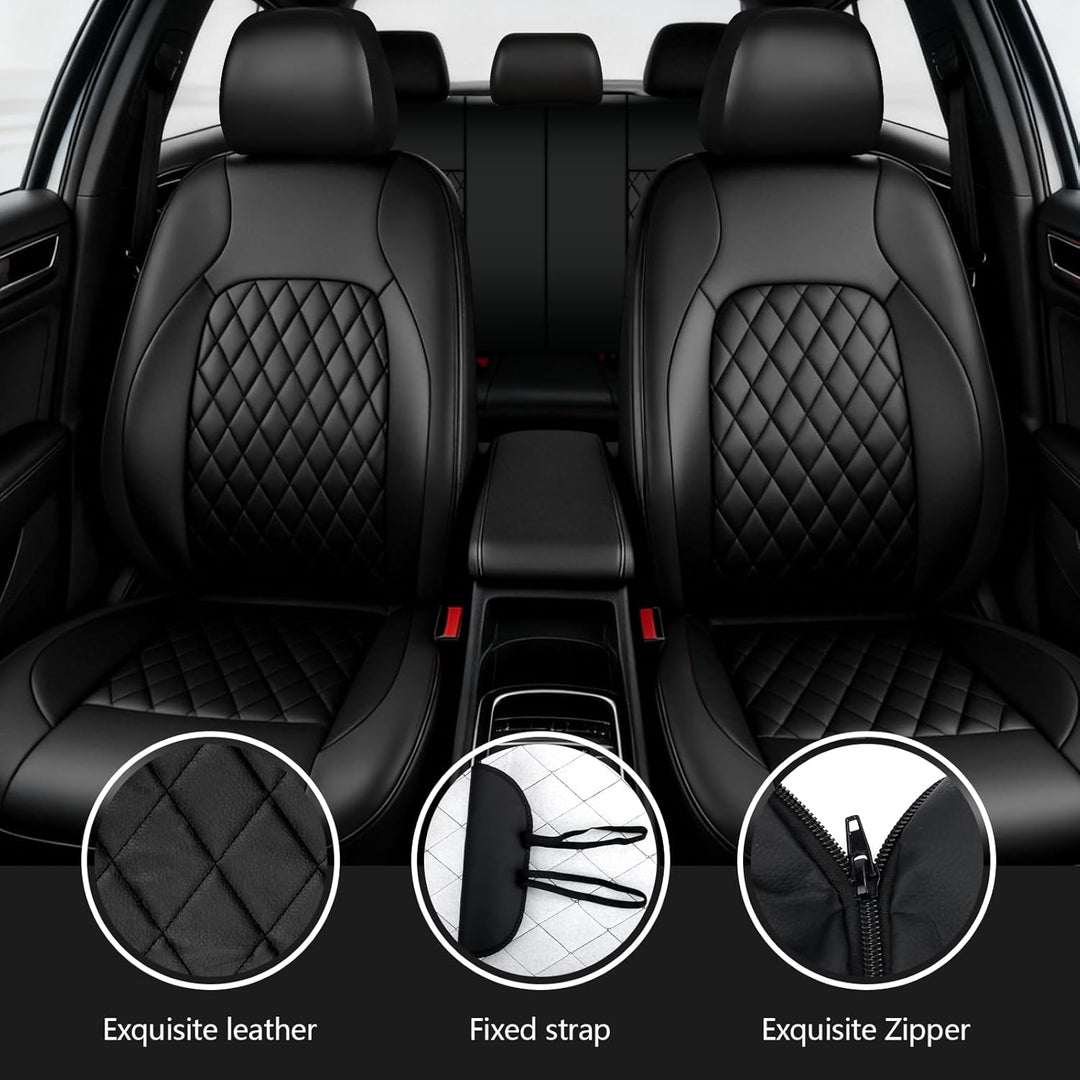 9 Stück Leder Autositzbezüge Sets,Wasserdichtes Sitzbezüge Auto Komplettset,Wasserdicht Vordersitze
