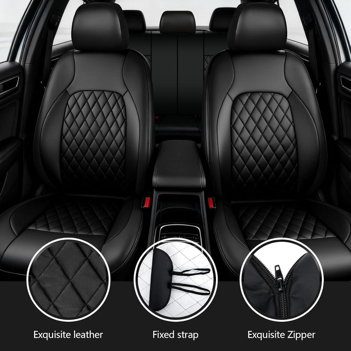 9 Stück Leder Autositzbezüge Sets,Wasserdichtes Sitzbezüge Auto Komplettset,Wasserdicht Vordersitze