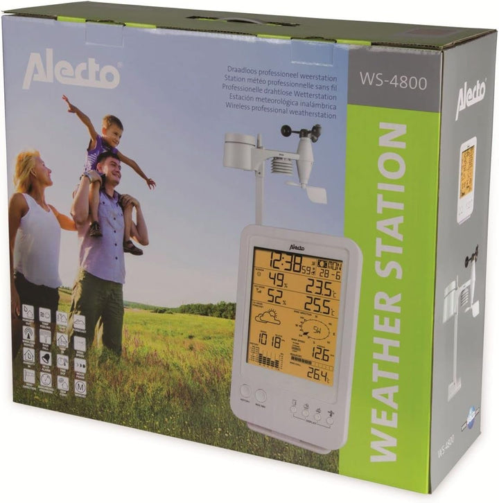 Alecto WS-4800 Funk Wetterstation mit grossem Display. Misst die Temperatur, Windgeschwindigkeit, Lu