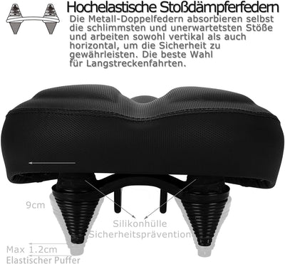DAWAY Übergrosser Bequemer Fahrradsattel City - C40 Extra Weicher Schaum gepolstert Fahrrad Sattel f