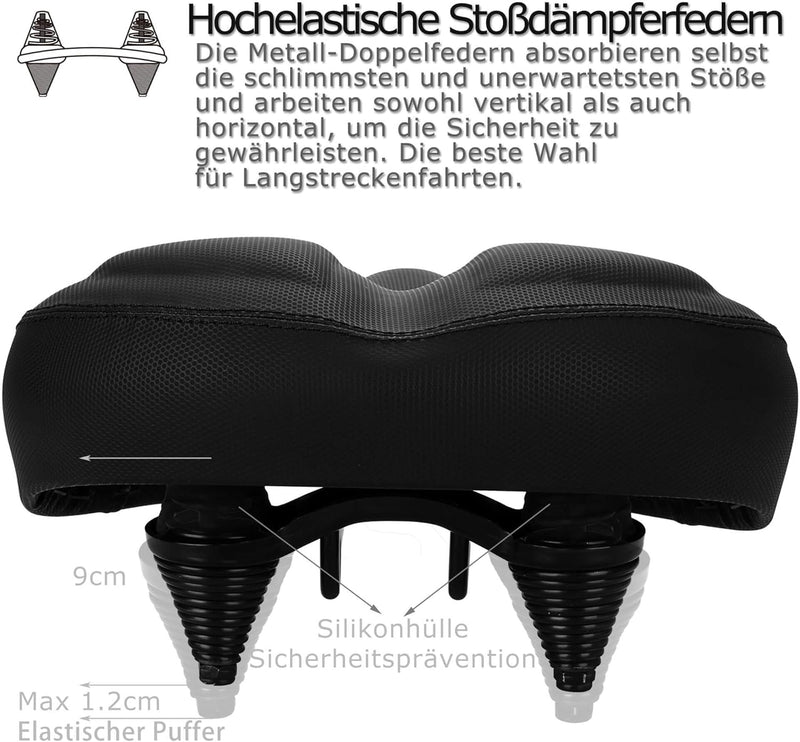 DAWAY Übergrosser Bequemer Fahrradsattel City - C40 Extra Weicher Schaum gepolstert Fahrrad Sattel f