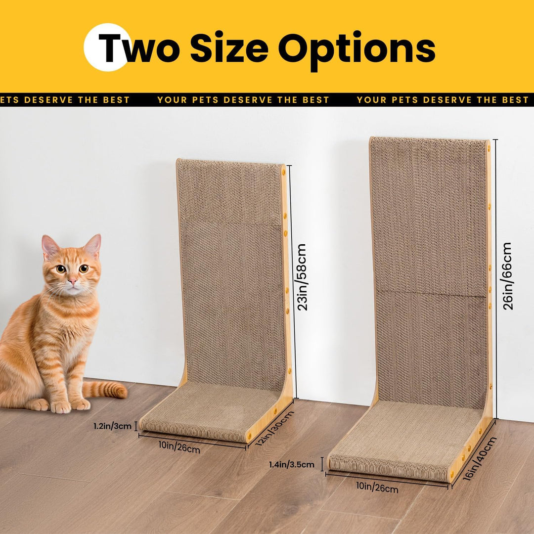 Conlun Kratzbrett für Katzen, 58 cm L-förmige Wandmontage, vertikale Kratzfläche, strapazierfähige P