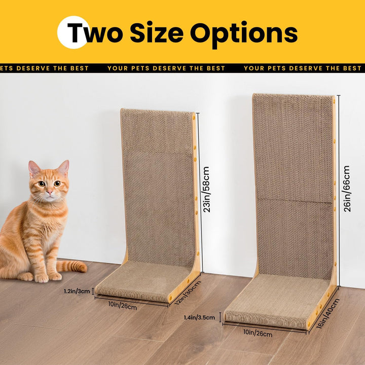 Conlun Kratzbrett für Katzen,66 cm L-förmige Wandmontage, vertikale Kratzfläche, strapazierfähige Pa