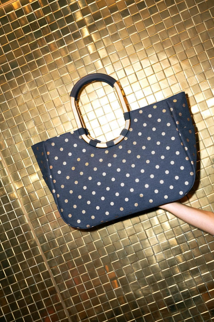 reisenthel loopshopper L frame frame metallic dots blue – Stabile Tasche mit praktischen Fächern aus