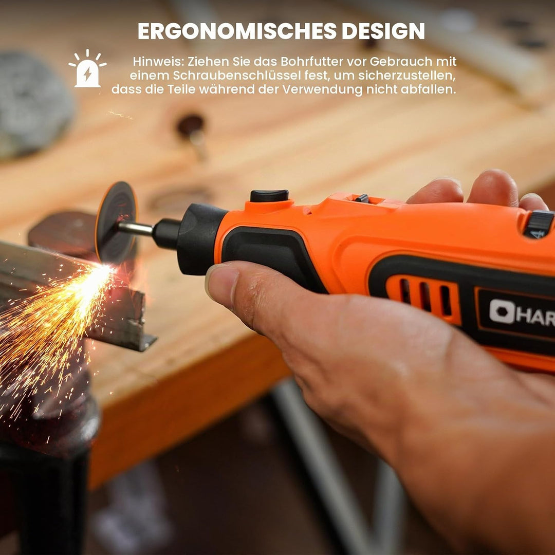 HARDELL 12V Akku Multifunktionswerkzeug Set mit 43 Zubehörteilen, 6-Gang Drehzahlregelung (10.000–25