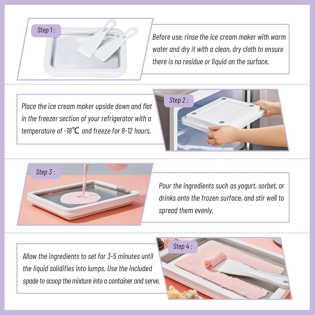 Eisplatte Eis Rolls zum Eis Machen DIY, Ice Cream Machine rolls maker mit 2 Spateln, Gelato Rollmasc
