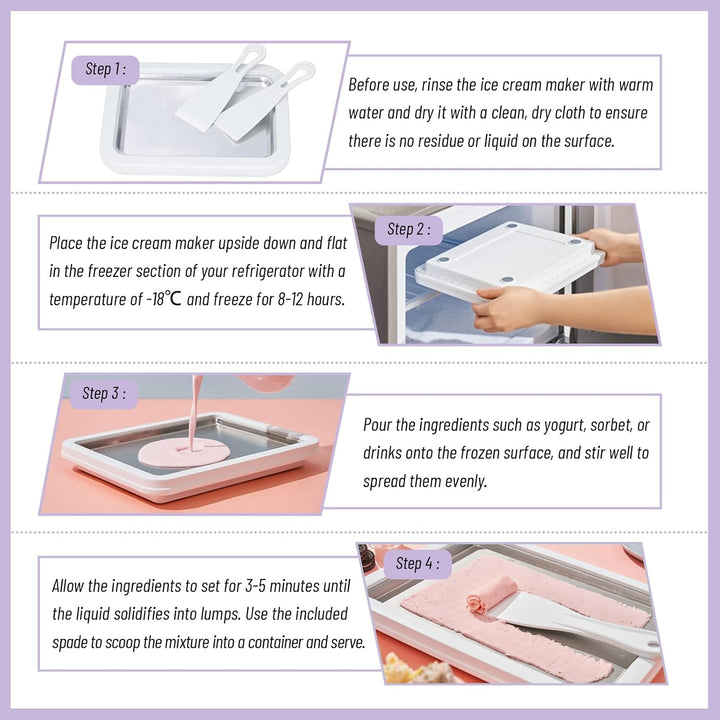Eisplatte Eis Rolls zum Eis Machen DIY, Ice Cream Machine rolls maker mit 2 Spateln, Gelato Rollmasc