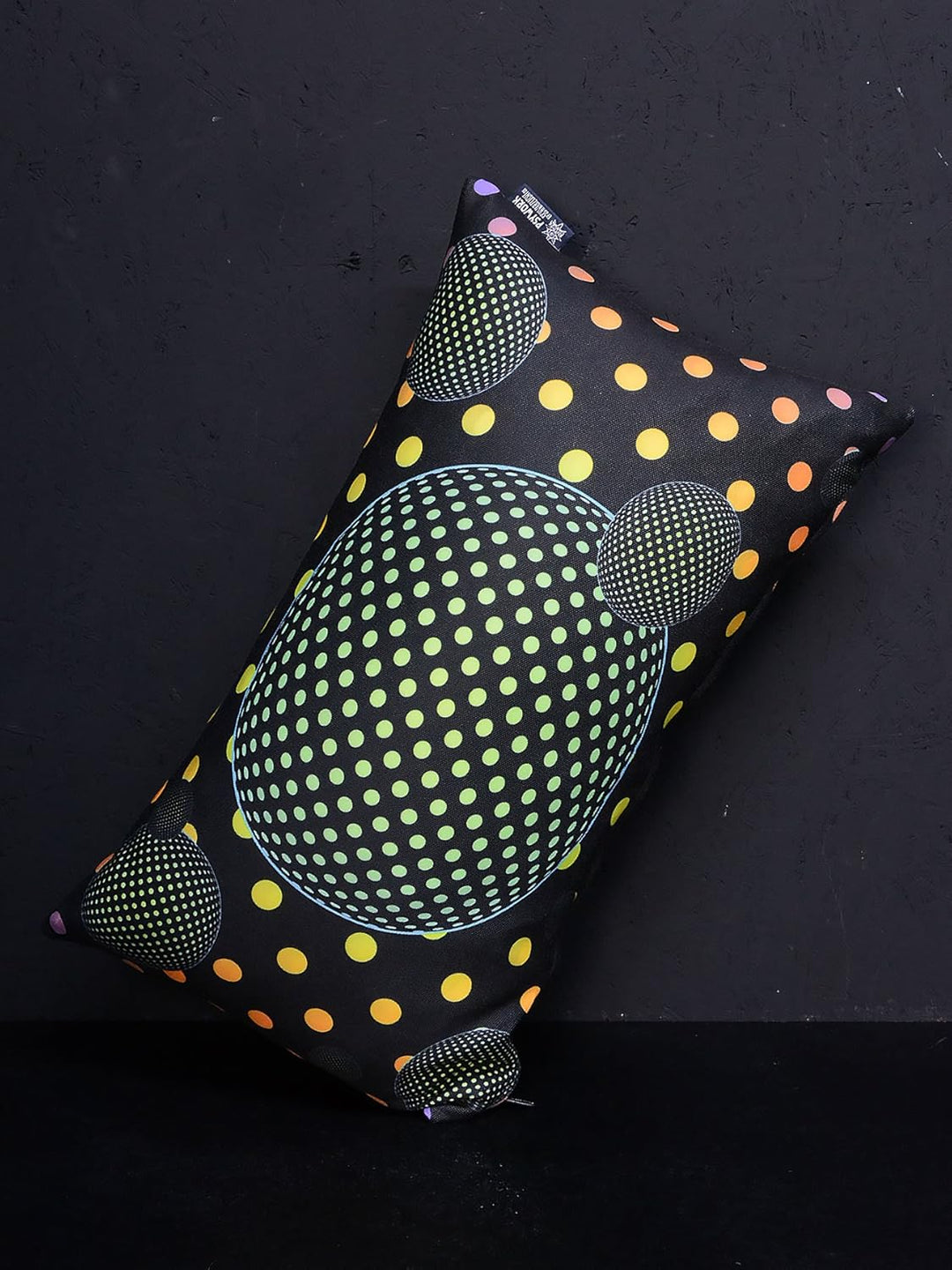 PSYWORK Schwarzlicht Kissen Neon Dots Bubble Balls, 30x50cm