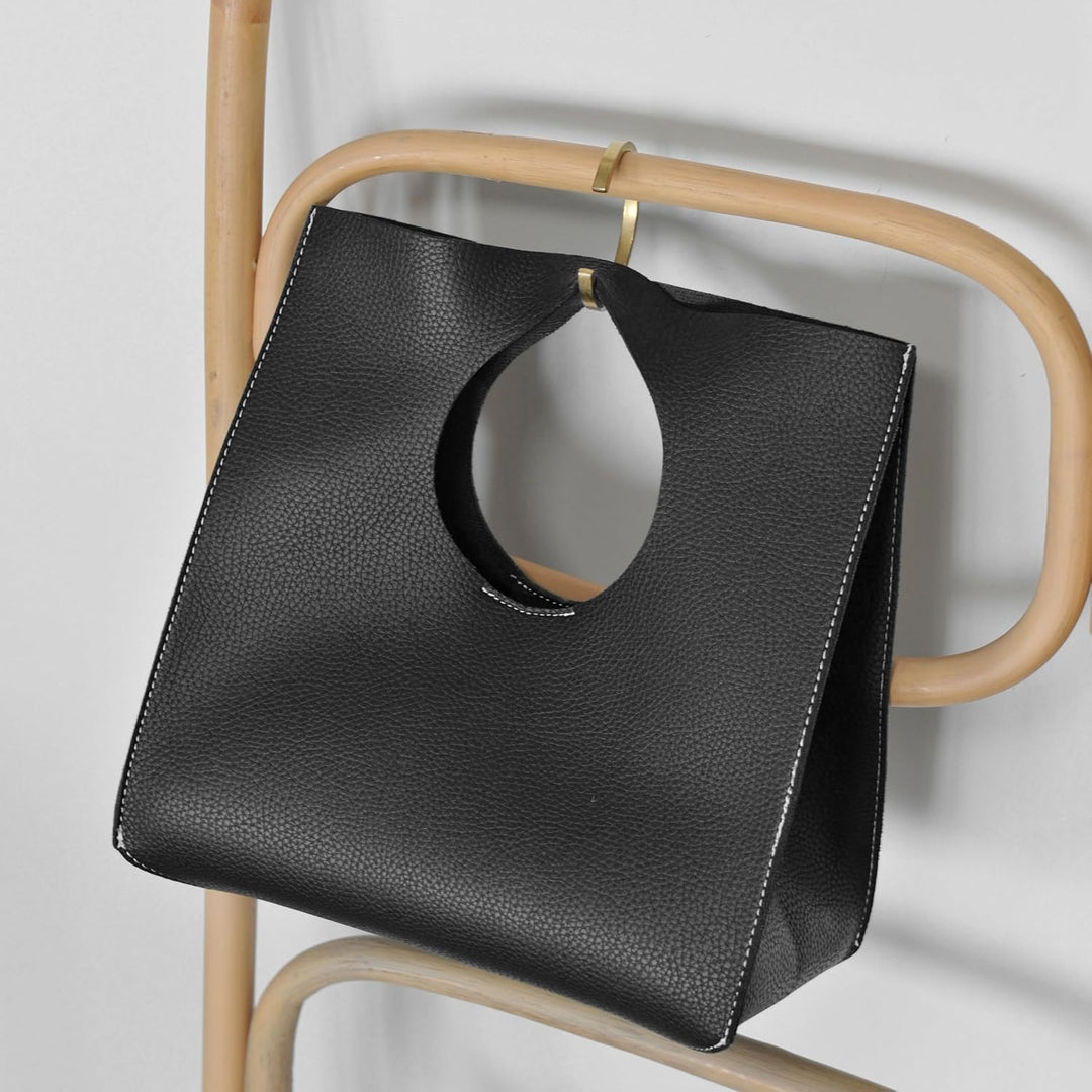 Hoxis Handtasche im minimalistischen Vintage-Stil, weiches PU-Leder, Clutch, kleine Tragetasche Schw