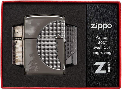 Zippo Wolf Feuerzeuge Armor Black Ice Wolf Moon Design, Armor Black Ice Wolf Moon Design