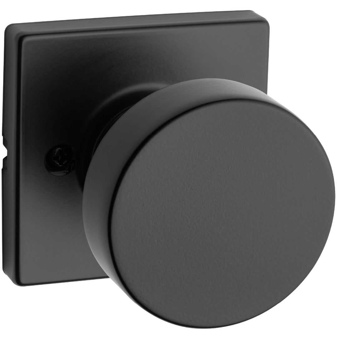 Kwikset 97402-854 Pismo Türknauf mit Schlüssel und SmartKey-Sicherheit, rund, Eisen-Schwarz Square S