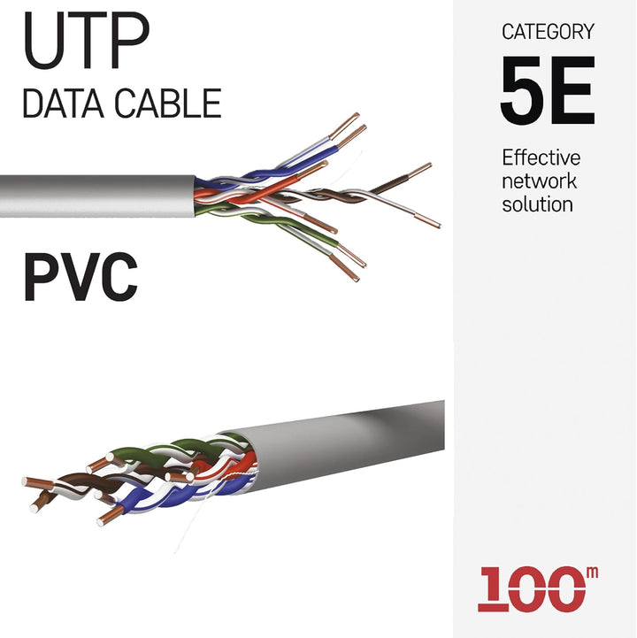 EMOS - UTP Netzwerkkabel CAT 5e, 100m, PVC - CAT5e-Patchkabel UTP - CCA-Draht - Gigabit LAN Kabel -