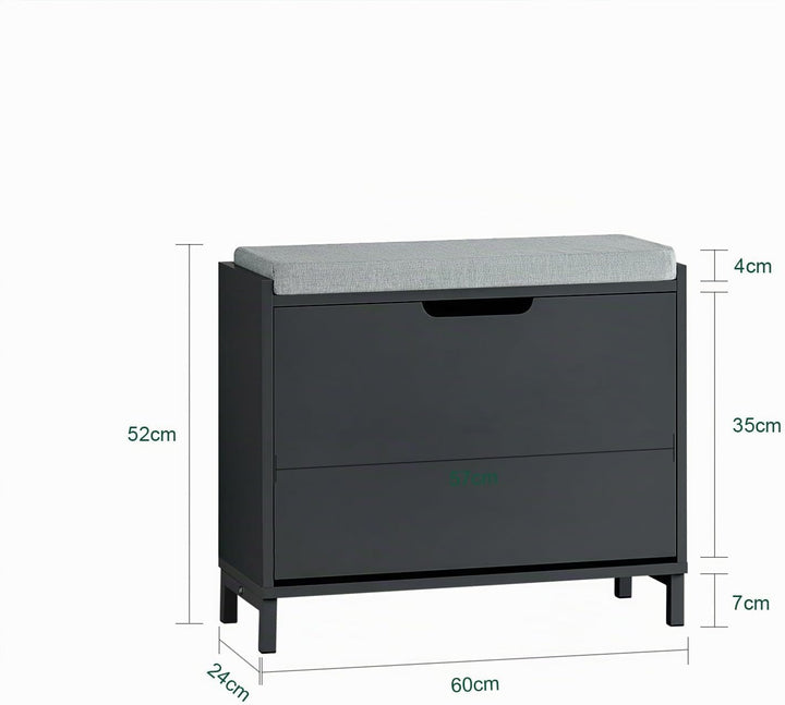 SoBuy Schuhschrank Schuhbank mit Sitzfläche, Schuhregal mit Stauraum, Klappe, Sitzkissen, bis 113 kg