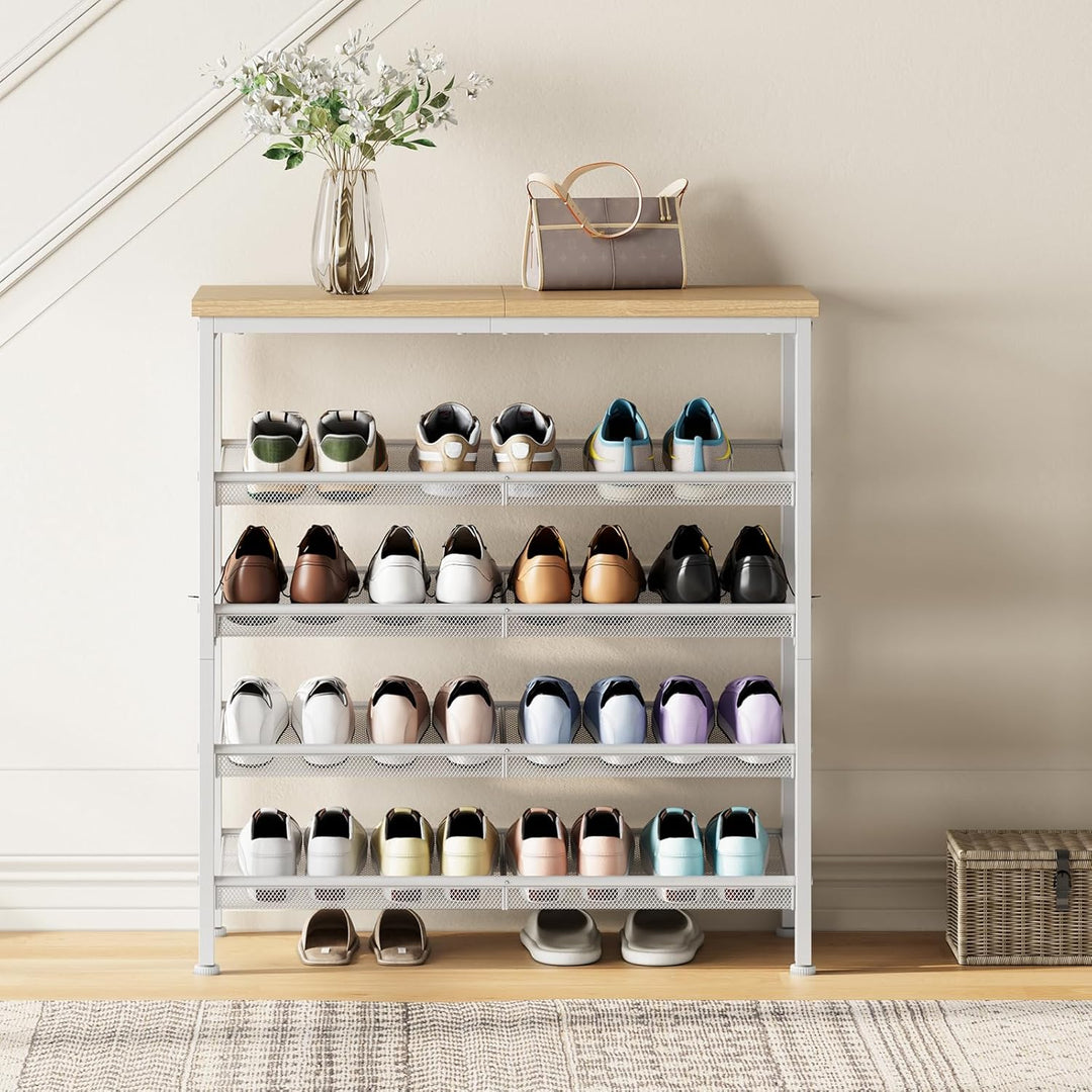 HOOBRO Schuhregal, 5-stöckiges Schuhablage, Schuhschrank, verstellbares Metallgitterregal, Geräumige