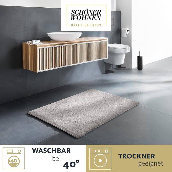 Schöner Wohnen Kollektion Badteppich 40 x 60 cm – beidseitig verwendbar – waschbar – 100% Baumwolle