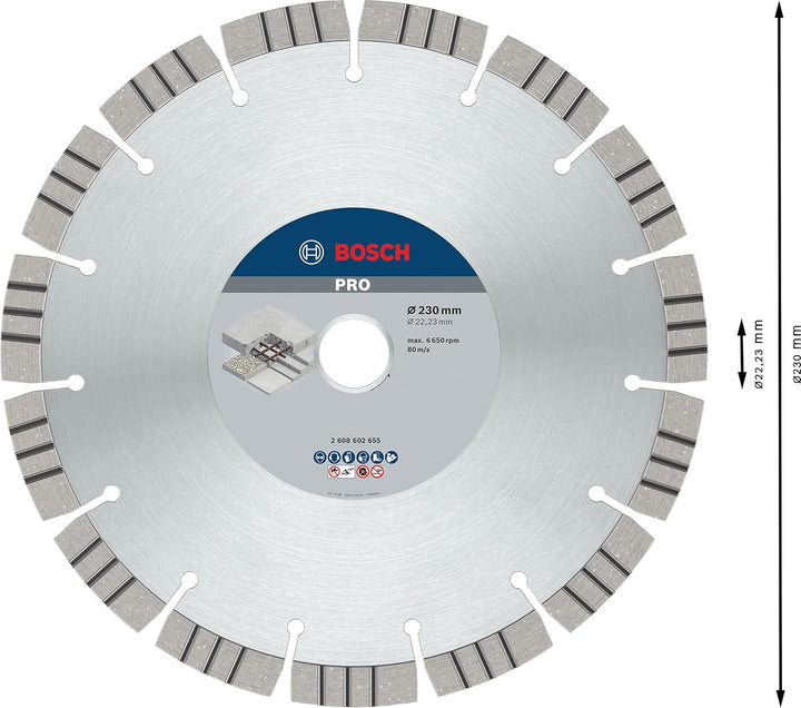 Bosch Professional Diamanttrennscheibe Best für Concrete, 230 x 22,23 x 2,4 x 15 mm, 230 x 22,23 x 2
