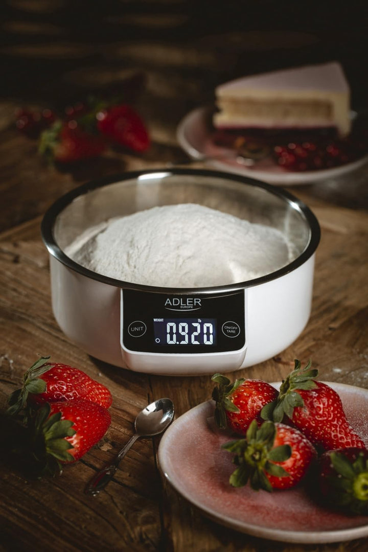 Adler AD 3166 Küchenwaage mit 900 ml Behälter aus Edelstahl, max. Gewicht 5 kg, elektronische Hausha