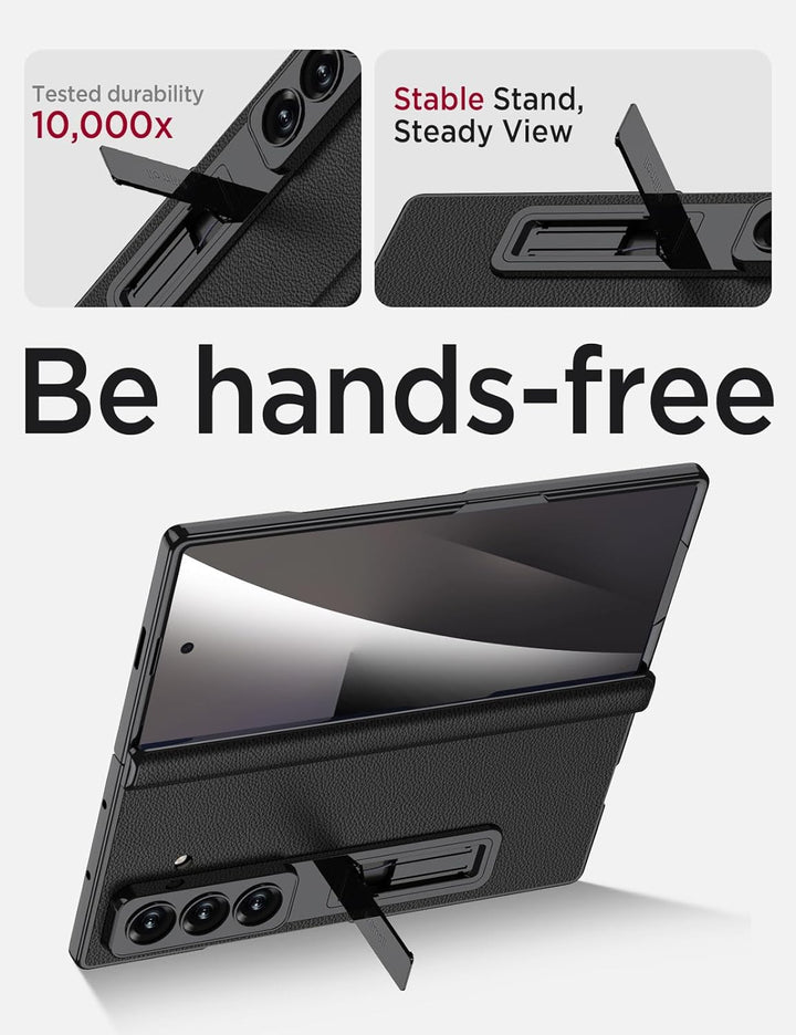 Miimall Lederhülle Kompatibel mit Samsung Galaxy Z Fold 7 Hülle mit Displayschutz+Scharnierschutz, S