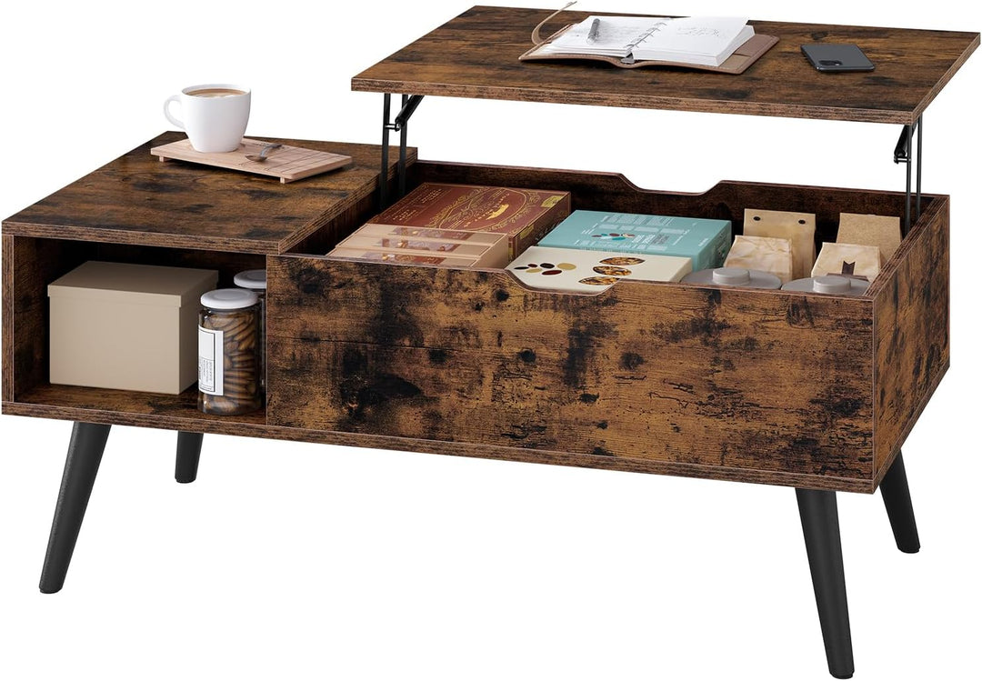 WOLTU Couchtisch höhenverstellbar, Wohnzimmertisch mit Stauraum, Kaffeetisch Beistelltisch Sofatisch