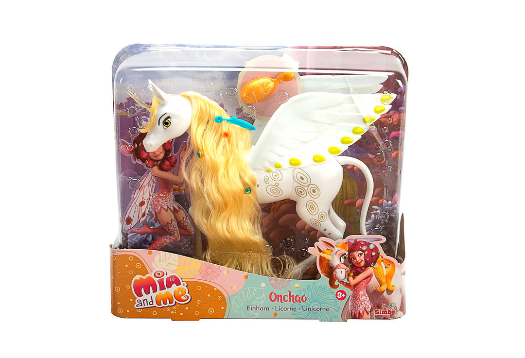 Simba 109480093 - Mia and Me Einhorn Onchao, mit beweglichen Flügeln, Haarclips, Bürste zum Frisiere